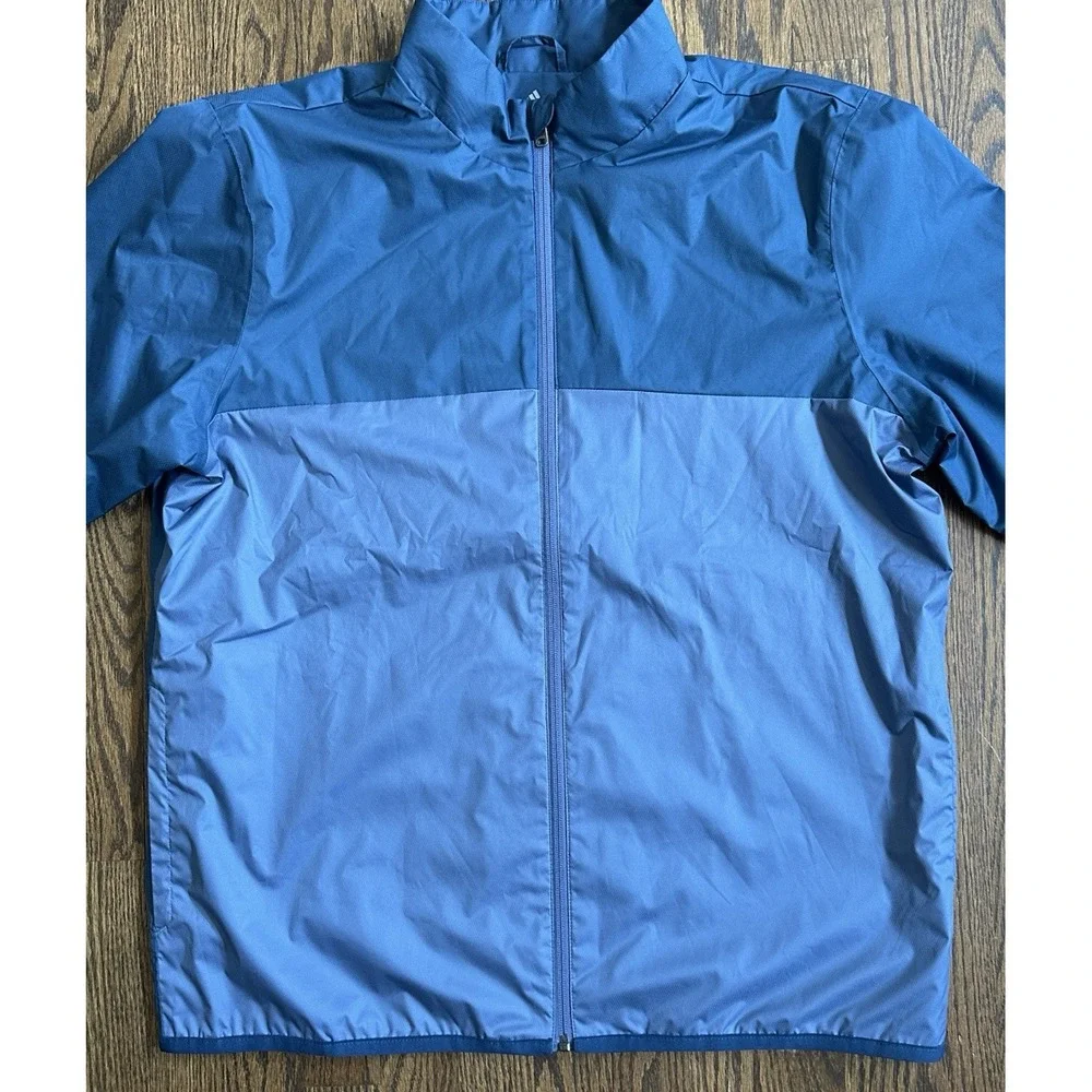 Adidas Golf CLIMASTORM Windbreaker Jacket Mens Large Blue Grey Zip Up